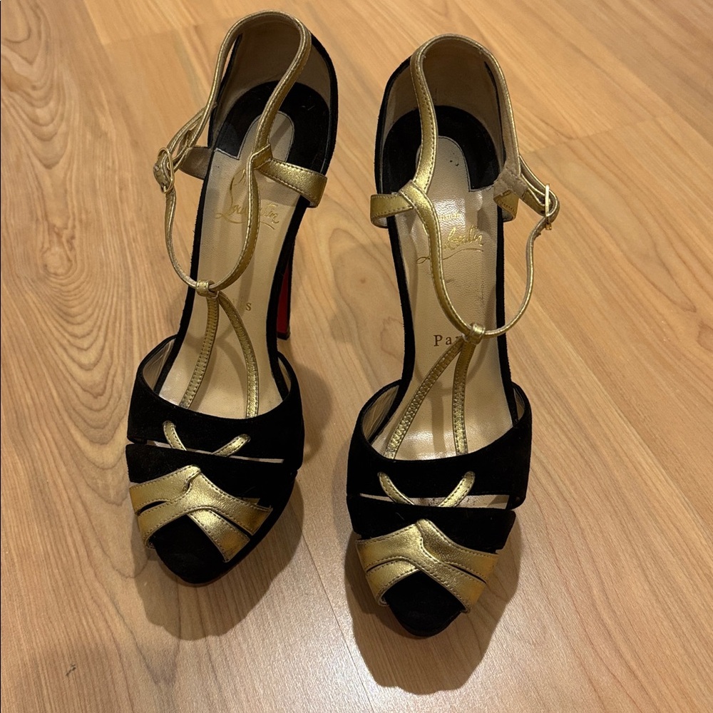 Christian Loboutin Black and Gold Women's Heels